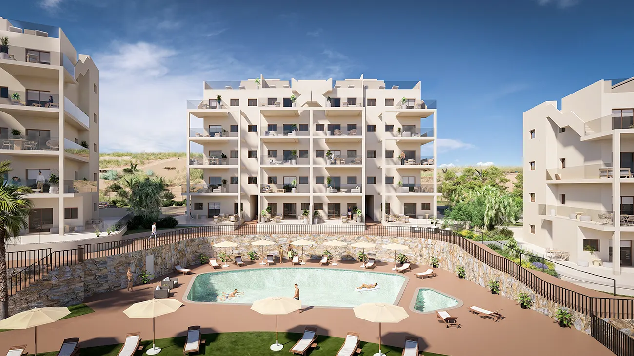 Bloques de Apartamentos Aneas con la piscina comunitaria