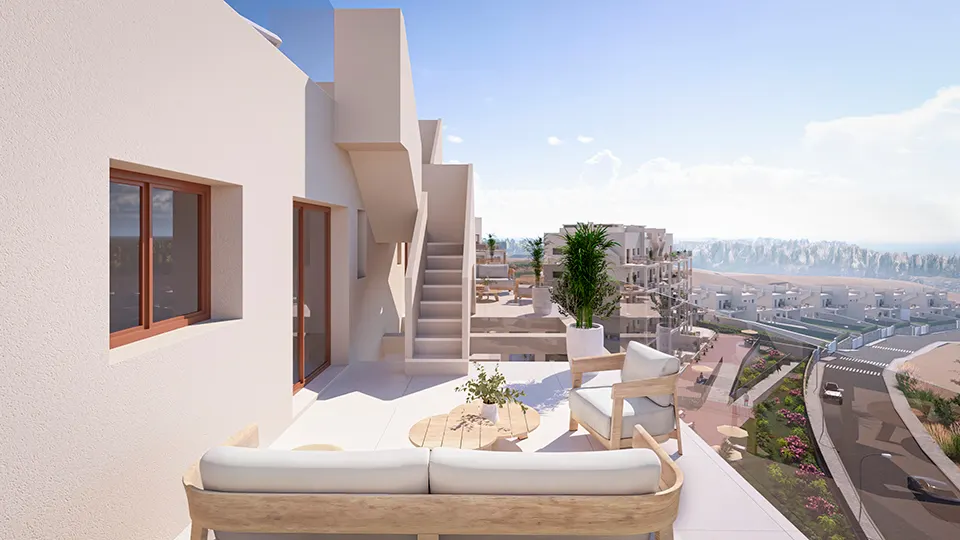 Terraza de un ático de Apartamentos Aneas